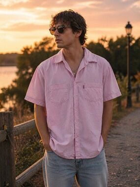 Vintage Levi’s Red Tab Button Up Shirt Large Y2K Light Pink Classic Oxford